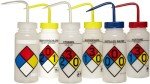 SP Bel-Art Safety-Labeled Assorted 4-Color Wide-Mouth Wash Bottles; 500ml (16oz), Polyethylene w/Polypropylene Cap, (Pack of 6) (F11716-0050)