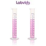 Labvida 2pcs of Plastic Measuring Cylinders, Vol.500ml, PP Material with Blue Printed Graduation, LVF001