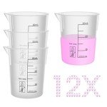 Labvida 12PCS Mini Plastic Beakers, Vol.30ml(1.01oz) Stackable Measuring Cup with Black Scale line, Plastic Pitcher PP material Ideal for Science Activities and Household Use, LVB010