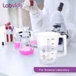 Labvida 2PCS Plastic Beakers with Handle,Vol.1000ml(33.82z) Measuring Cup with Blue Scale Line, Plastic Pitcher PP material Ideal for Science Activities and Household Use, LVB020