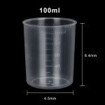 100Pcs 100ML Plastic Graduated Measuring Beaker Set, Clear Liquid Measuring Mixing Cups for Epoxy Resin, Liquid Container Beakers for Resin Epoxy Paint Food, Lab Use, Raised Graduations, Tapered Spout
