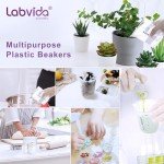 Labvida 12PCS Mini Plastic Beakers, Vol.30ml(1.01oz) Stackable Measuring Cup with Black Scale line, Plastic Pitcher PP material Ideal for Science Activities and Household Use, LVB010