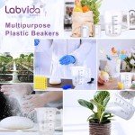 Labvida 2PCS Plastic Beakers with Handle,Vol.1000ml(33.82z) Measuring Cup with Blue Scale Line, Plastic Pitcher PP material Ideal for Science Activities and Household Use, LVB020