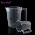 Labvida 2PCS Plastic Beakers with Handle,Vol.1000ml(33.82z) Measuring Cup with Blue Scale Line, Plastic Pitcher PP material Ideal for Science Activities and Household Use, LVB020