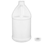 Half Gallon White HDPE Plastic Round Jug with Handle and Cap with PE Heat Induction Sealing Liner, BPA Free, Residential and Commercial Uses, Made in USA (6)