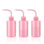 Sotica Wash Bottles - 3pcs Pink Squeeze Bottles 8oz tattoo bottles 250ml Narrow Mouth Squirt Bottles with Scale Labels Spray Bottles for Tattoo Medical Lab Succulent Watering Lash Extension Supplies