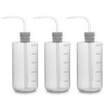 Labasics Chemical Wash Bottle, 3-Pack Plastic Safety Lab Squeeze Wash Bottle, LDPE with Narrow Mouth, 500 ml (8 oz)/3 Bottles
