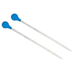 PATIKIL Graduated Dropper Pipettes Kit, 2pcs 0.1ml Borosilicate Glass Pipette with Rubber Cap for Transfer Liquid for Lab, Chemistry, Clear
