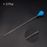 PATIKIL Graduated Dropper Pipettes Kit, 2pcs 0.1ml Borosilicate Glass Pipette with Rubber Cap for Transfer Liquid for Lab, Chemistry, Clear