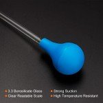 PATIKIL Graduated Dropper Pipettes Kit, 2pcs 0.1ml Borosilicate Glass Pipette with Rubber Cap for Transfer Liquid for Lab, Chemistry, Clear