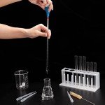 PATIKIL Graduated Dropper Pipettes Kit, 2pcs 0.1ml Borosilicate Glass Pipette with Rubber Cap for Transfer Liquid for Lab, Chemistry, Clear