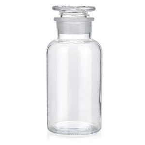 Kestun 500ml Lab Clear Glass Reagent Bottle,Wide Mouth Clear Glass Storage Bottle with Ground Stopper,Decorative Bottles/Vase