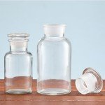 Kestun 500ml Lab Clear Glass Reagent Bottle,Wide Mouth Clear Glass Storage Bottle with Ground Stopper,Decorative Bottles/Vase
