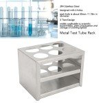 Fockety 6 Holes Test Tube Rack, 3 Tiers Stainless Steel Test Tube Holder for 50ml Test Tubes, Sturdy Structure Lab Test Tube Rack, 30mm/1.18in in Diameter, Centrifuge Tube for Laboratory
