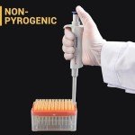 4E's USA 50µL Pipette Tip - Universal Tips, RNase/DNase Free, Pyrogen Safe, Sterile Yellow Pipette Tip with Filter, 96 Tips Racked