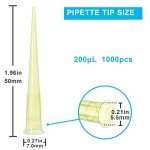 ONiLAB Pipette Tips 200 UL 1000 PCS Clear Yellow Laboratory Universal Plastic Liquid Pipettor Tips Polypropylene (PP) Autoclavable, 200uL(1000PCS)