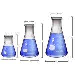 Glass Flask 5 Piece Set, Narrow Mouth Erlenmeyer, Borosilicate 3.3 Glass - 50ml, 150ml, 250ml, 500ml, 1000ml, Karter Scientific