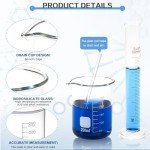 creahub 11 Pieces Glass Measuring Beaker 50/100/250 ml, Glass Graduated Cylinder 5/10/25/50 ml with 1 Brush, 2 Diameter and 1 Droppers for Science Lab, Glass Beaker Set