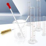 creahub 11 Pieces Glass Measuring Beaker 50/100/250 ml, Glass Graduated Cylinder 5/10/25/50 ml with 1 Brush, 2 Diameter and 1 Droppers for Science Lab, Glass Beaker Set