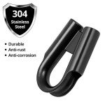 QWORK 12mm 1/2” 304 Stainless Steel Rope Tube Thimble with Gusset for 3/8" or 1/2" Wire or Winch Rope, Black (Pack of 2)