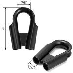 QWORK 12mm 1/2” 304 Stainless Steel Rope Tube Thimble with Gusset for 3/8" or 1/2" Wire or Winch Rope, Black (Pack of 2)