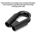 QWORK 12mm 1/2” 304 Stainless Steel Rope Tube Thimble with Gusset for 3/8" or 1/2" Wire or Winch Rope, Black (Pack of 2)