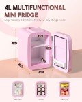 Mini Skincare Fridge with LED Mirror - Pink