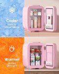 Mini Skincare Fridge with LED Mirror - Pink
