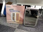 Mini Skincare Fridge with LED Mirror - Pink