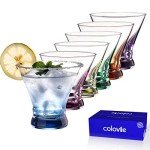 Set of 6 Colored Stemless Cocktail Glasses