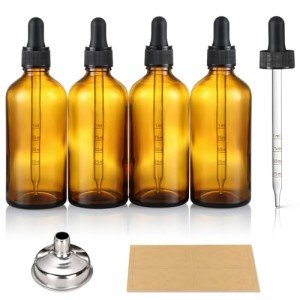 4 oz Dark Amber Glass Dropper Bottles - 4 Pack