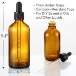 4 oz Dark Amber Glass Dropper Bottles - 4 Pack