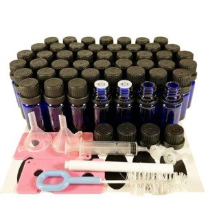 PIPIBA 48-Pack Blue Glass Dropper Bottles 10ml