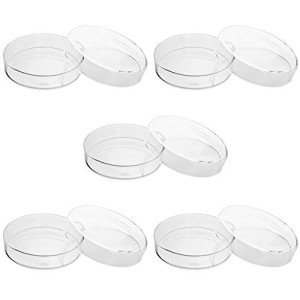 QWORK 5-Pack Sterile Glass Petri Dishes, 90mm