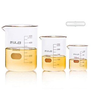 ULAB Low Form Griffin Glass Beaker Set, 3 Sizes