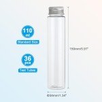 PATIKIL 110ml Clear Plastic Test Tubes - 36 Pack