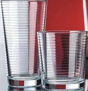 Le'raze 16-Piece Durable Ribbed Glass Set