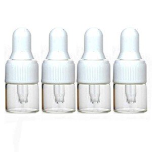 100 Clear Mini Glass Dropper Bottles - 1ml