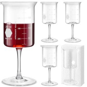 4 Pcs 8.5 oz Lab Beaker Wine Glasses