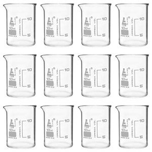 EISCO 12-Pack 10ml Borosilicate Beakers with Spout
