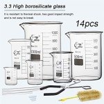 14-Piece Glass Beaker Set with Tongs and Tools