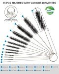 13-Piece Stainless Steel Straw Cleaner Brush Set