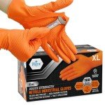 Heavy-Duty Orange Nitrile Gloves, XX-Large, 100/Case
