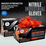 Heavy-Duty Orange Nitrile Gloves, XX-Large, 100/Case