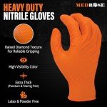 MedRose Orange Nitrile Gloves – Extra Thick, Medium