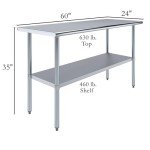 Jefferson Stainless Steel Work Table with Shelf