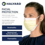 HALYARD Fluidshield Disposable Masks, Yellow, Box of 50