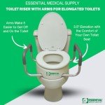 Elevated Toilet Seat Riser with Padded Arms
