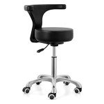 Dental Assistant Rolling Stool with Backrest - Black