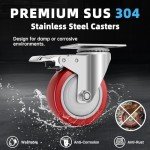 Stainless Steel 4-Inch Heavy Duty Caster Wheels Set